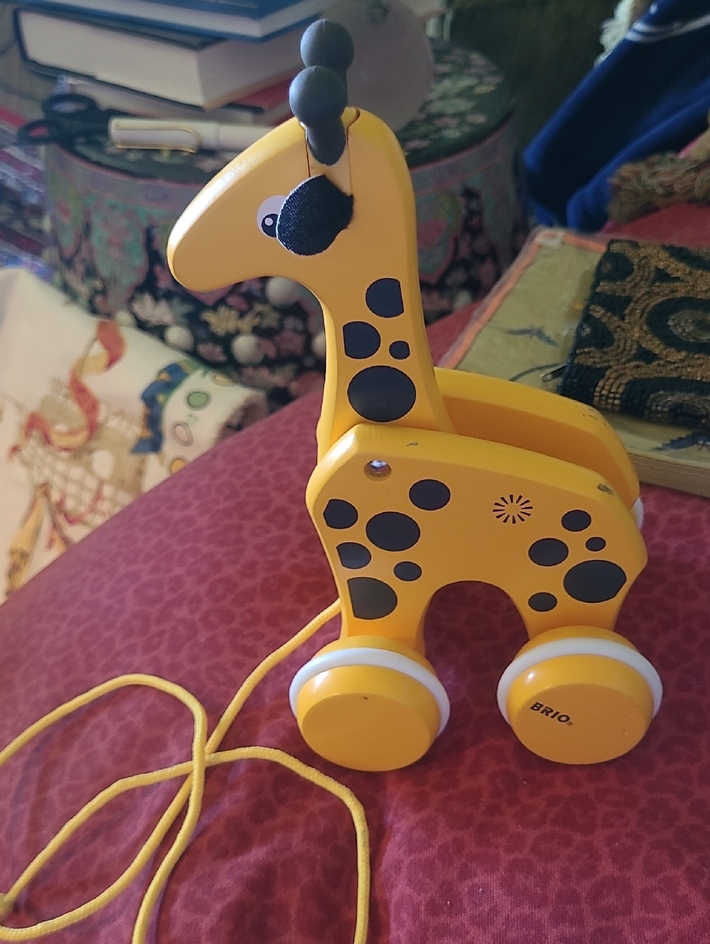 BRIO Yellow Pull-Along Giraffe Toy with Black Spots